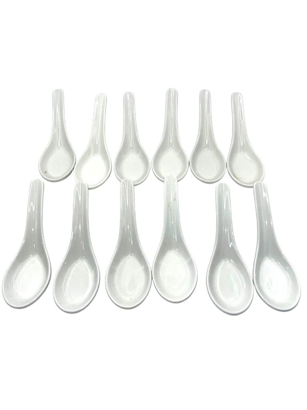 Set Of 12 White Ceramic Soup Spoons - 5.5" Durable Porcelain 79e